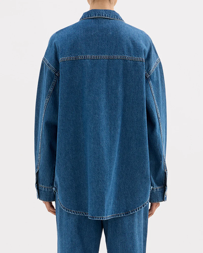 Organic Denim Overshirt - Royal Blue - Image 5