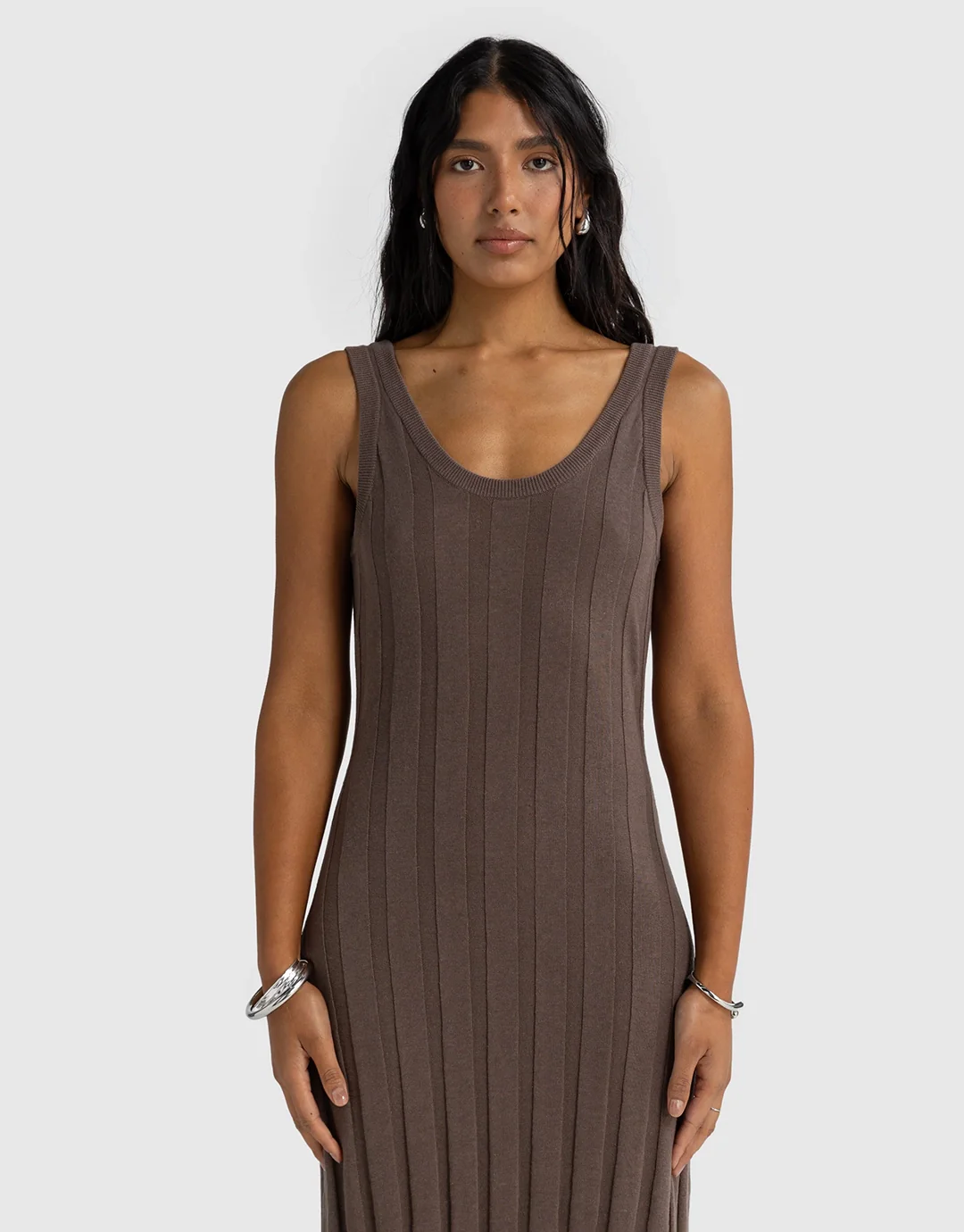 Amara Full Length Knit Dress - Espresso - Image 3