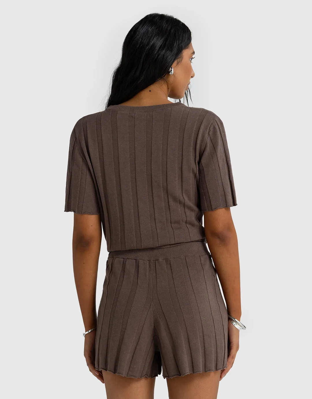 Amara Relaxed Knit Shorts - Espresso - Image 3