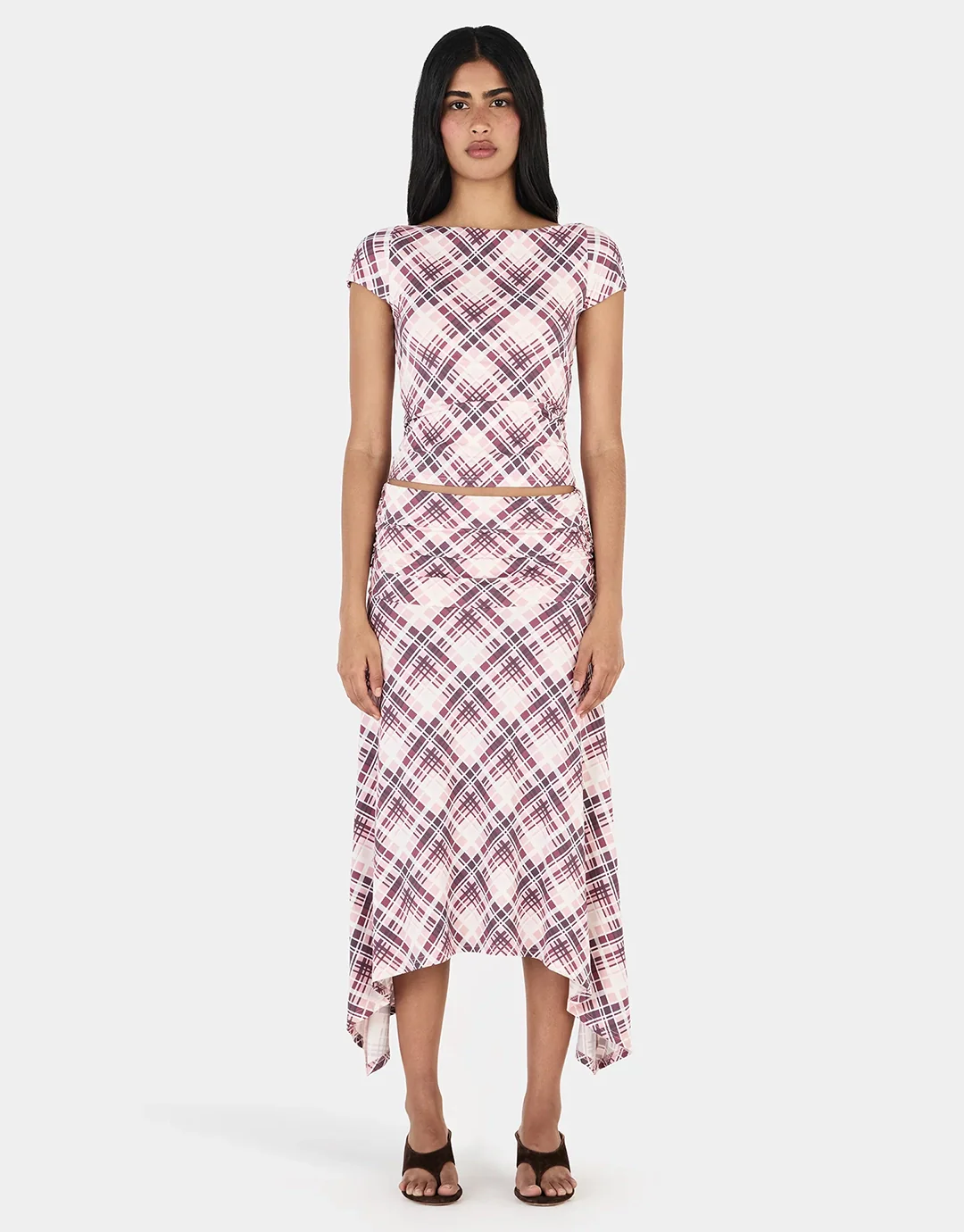 Farrah Midi Skirt - Berry Plaid - Image 3