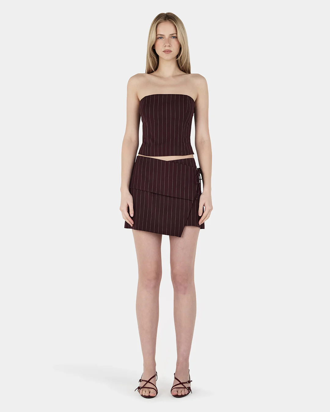 Ivy Wrap Skirt - Cherry Choc Stripe