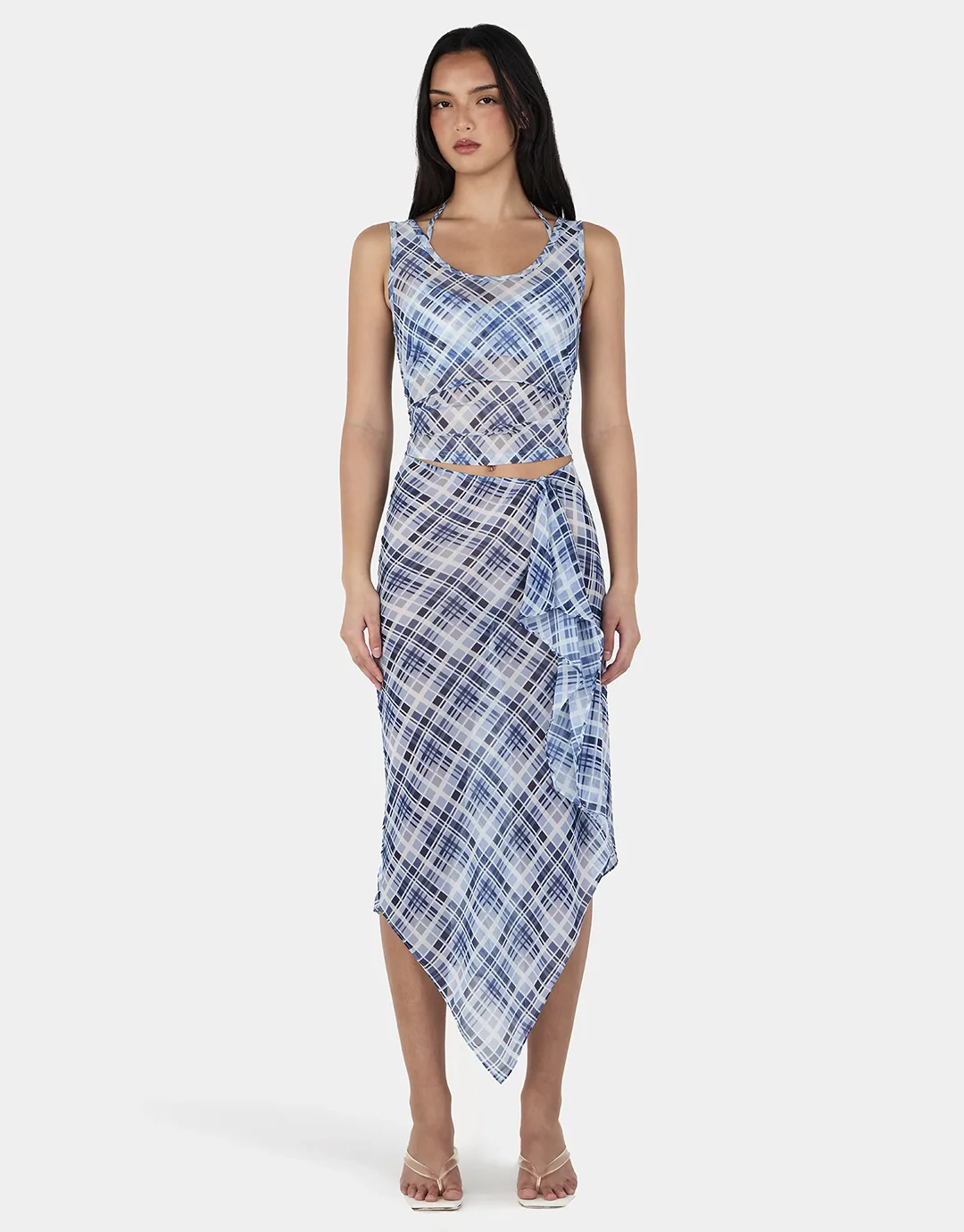 Natalia Layer Tank - Sky Plaid - Image 3