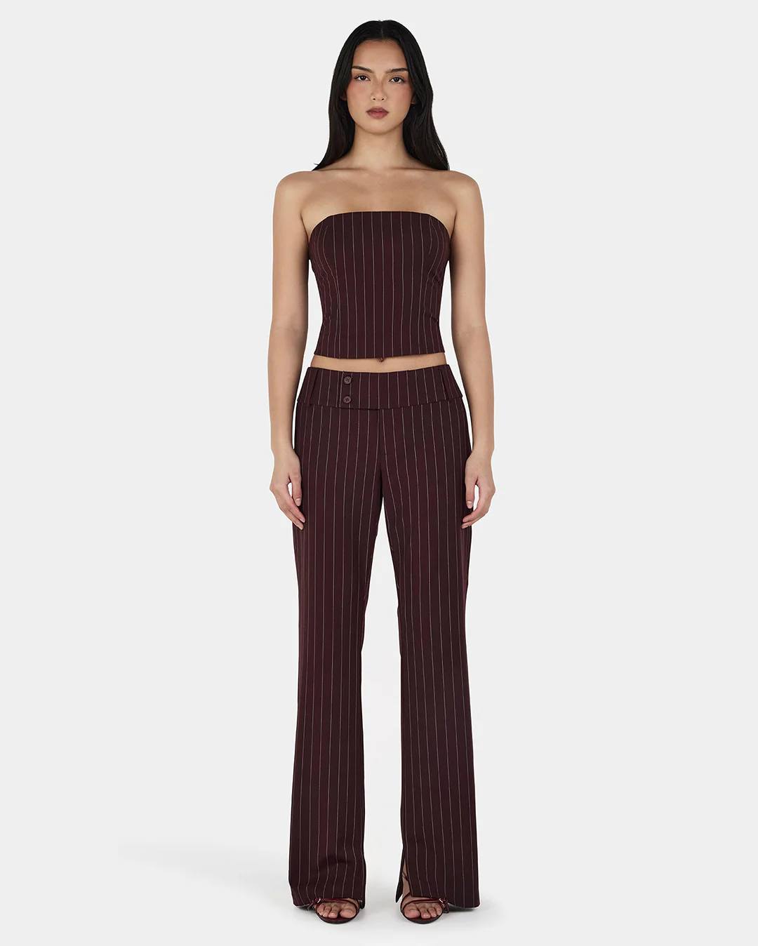 Yolanda Suit Pant - Cherry Choc Stripe