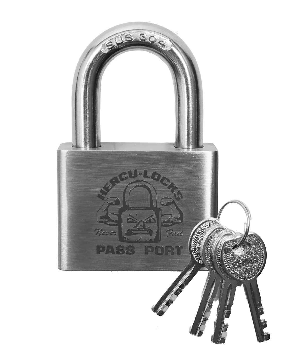 Hercu~Locks Padlock - Brushed Silver - Image 2