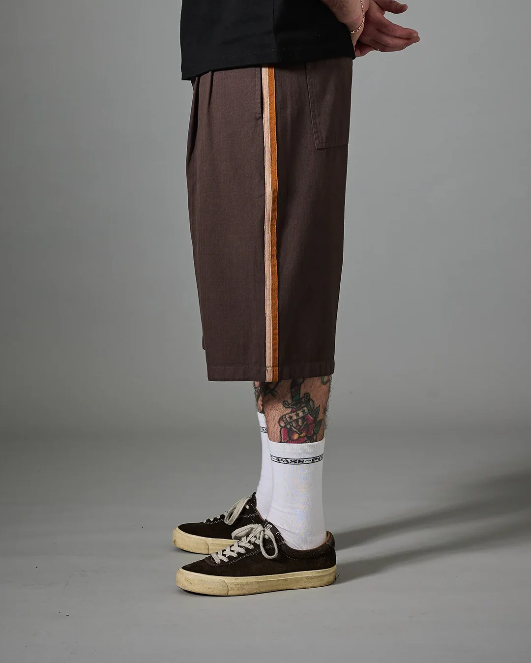 Herringbone Leagues Club Stripe Short - Dark Brown - Image 4