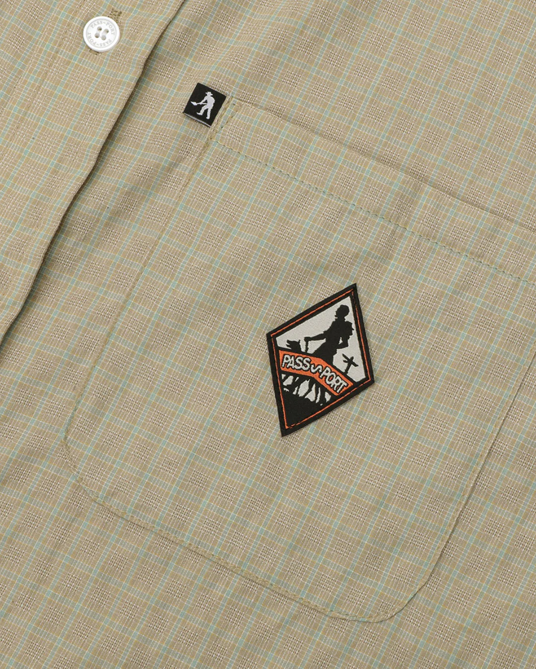 Wanderer Workers Check Shirt Short Sleeve - Khaki - Image 3