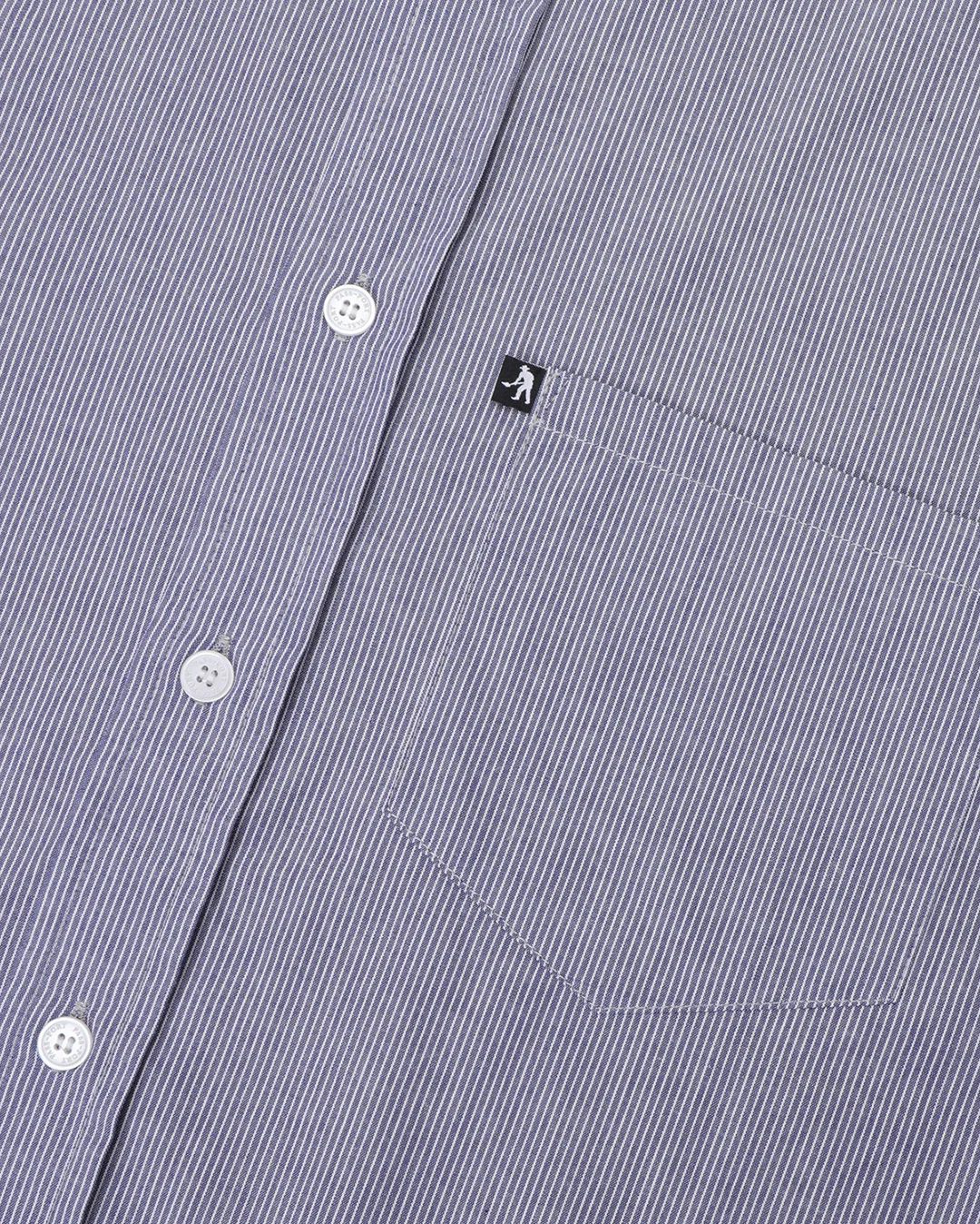 Workers Sripe Shirt Long Sleeve - Indigo - Image 3