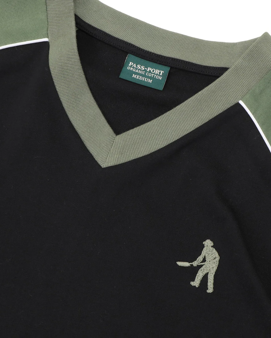 Workers Stripe Organic Jersey - Black/Olive - Image 2