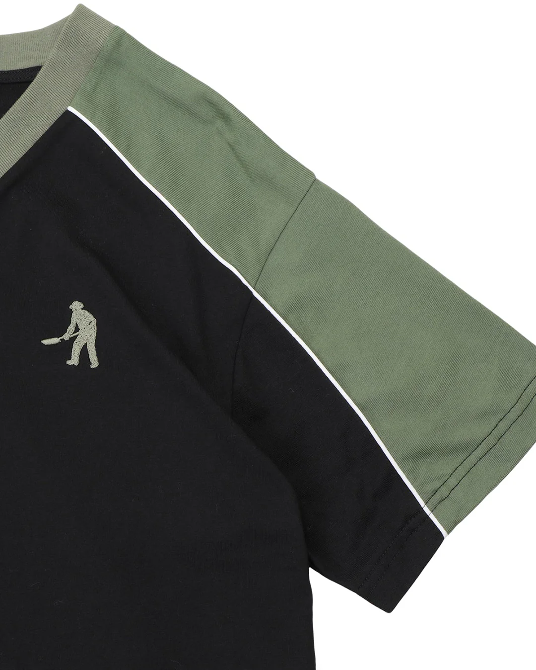 Workers Stripe Organic Jersey - Black/Olive - Image 3
