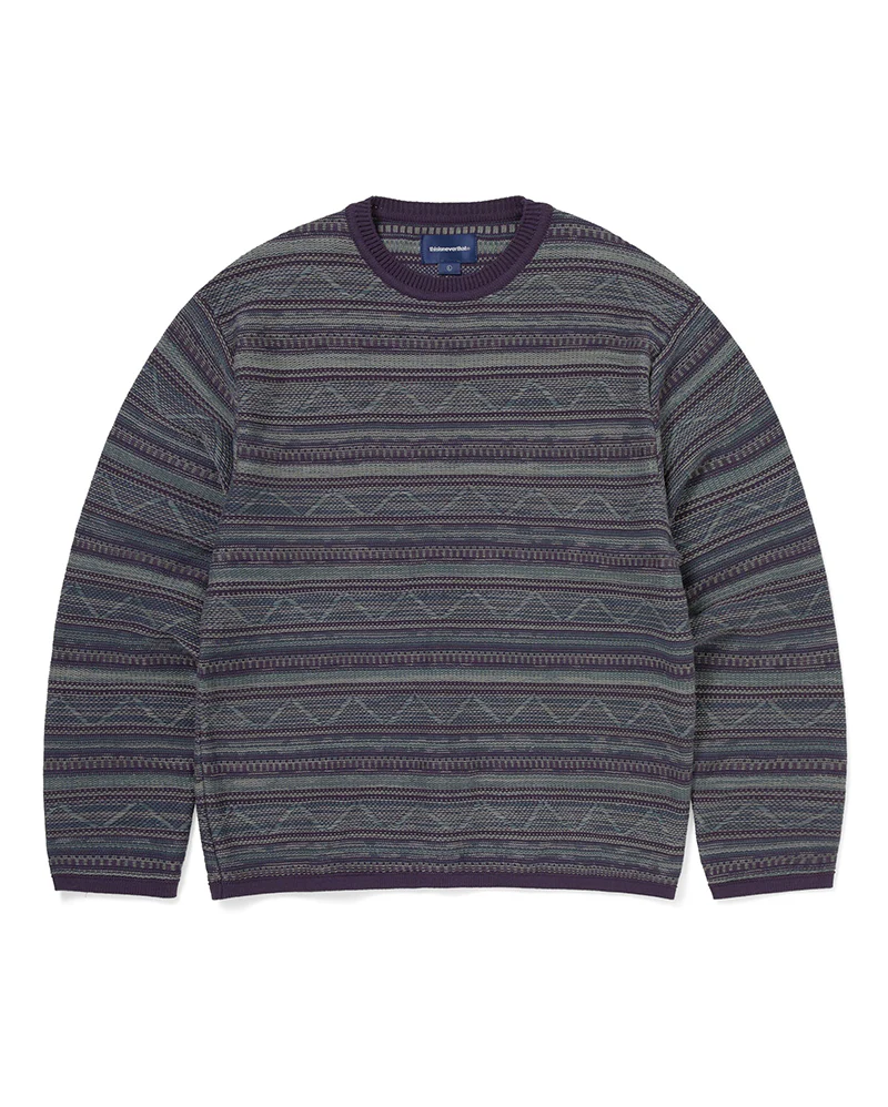 Pattern Knit Crew - Dark Purple