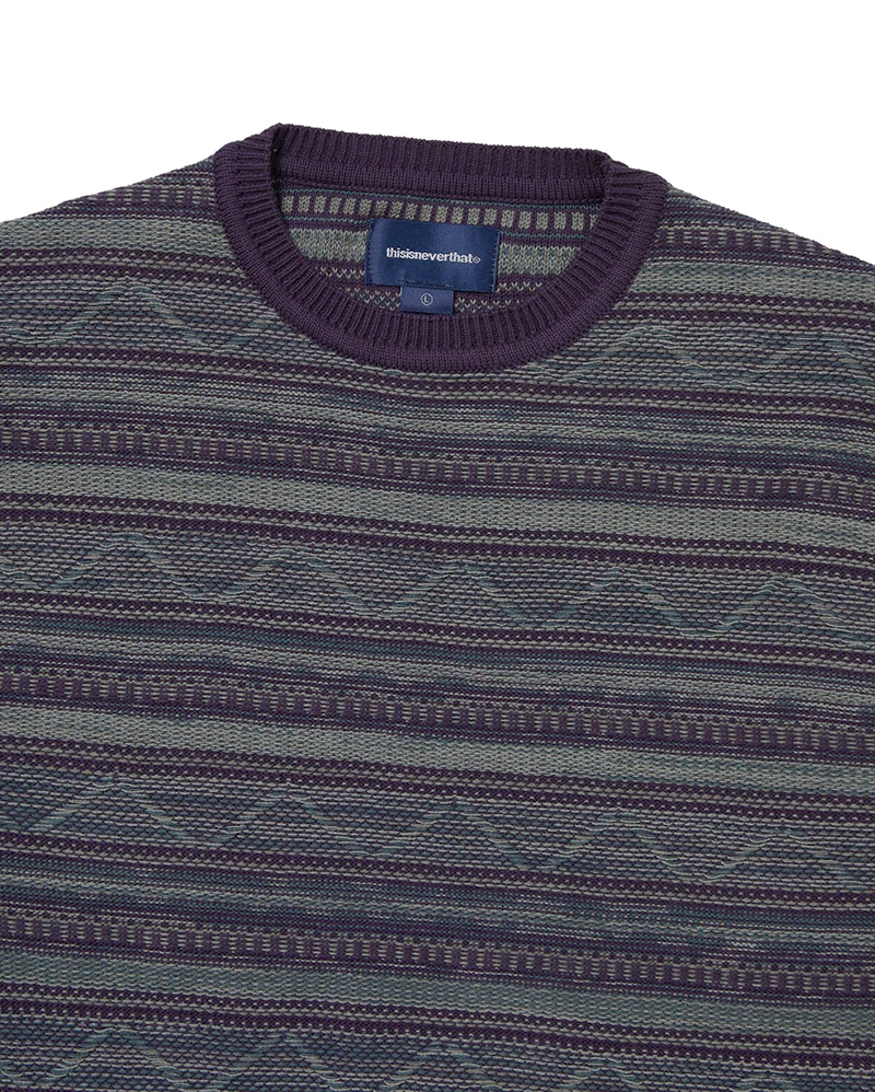 Pattern Knit Crew - Dark Purple - Image 2