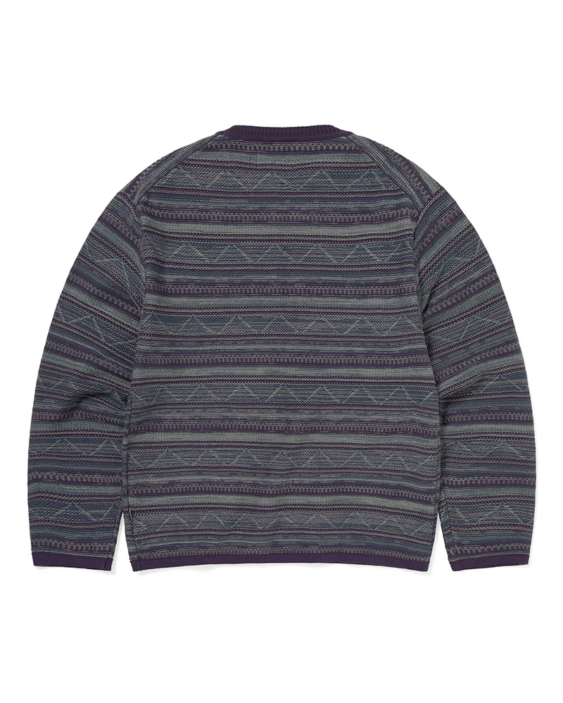 Pattern Knit Crew - Dark Purple - Image 3