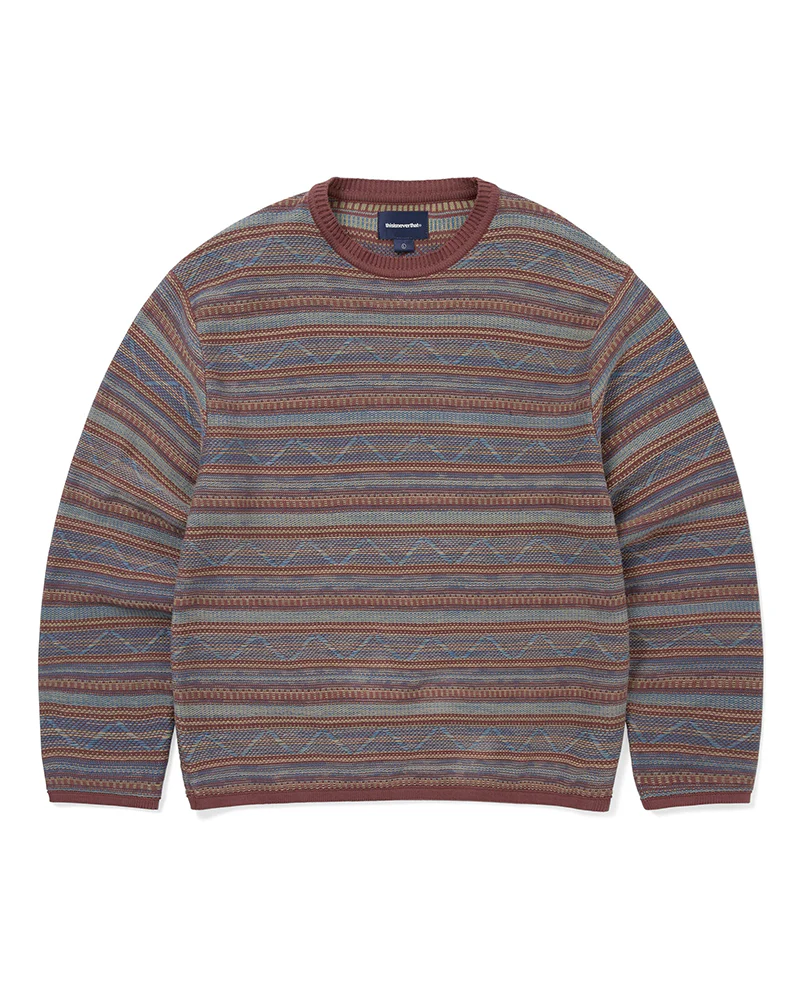 Pattern Knit Crew - Magenta