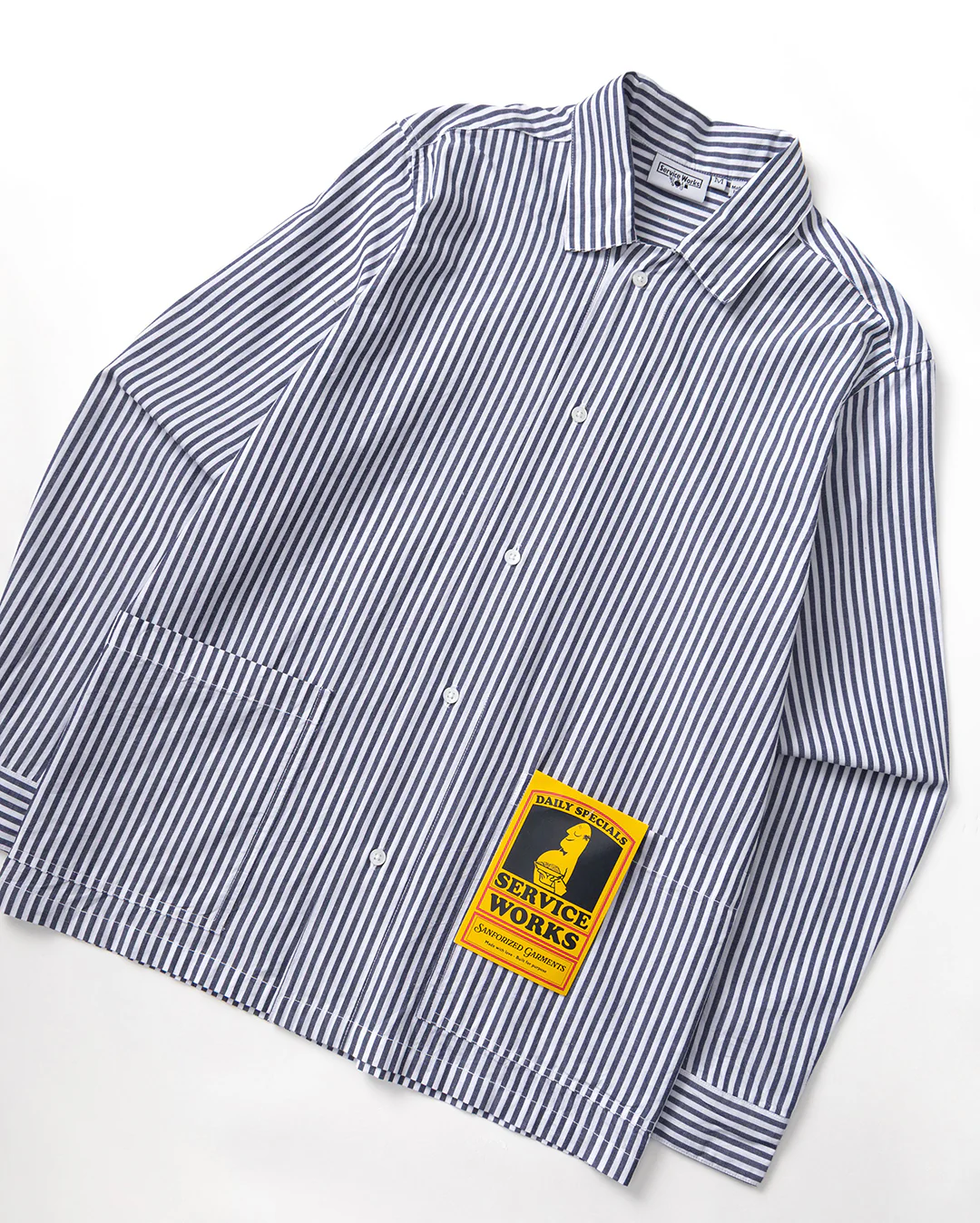 Poplin Stripe Waiter Shirt - Royal - Image 3