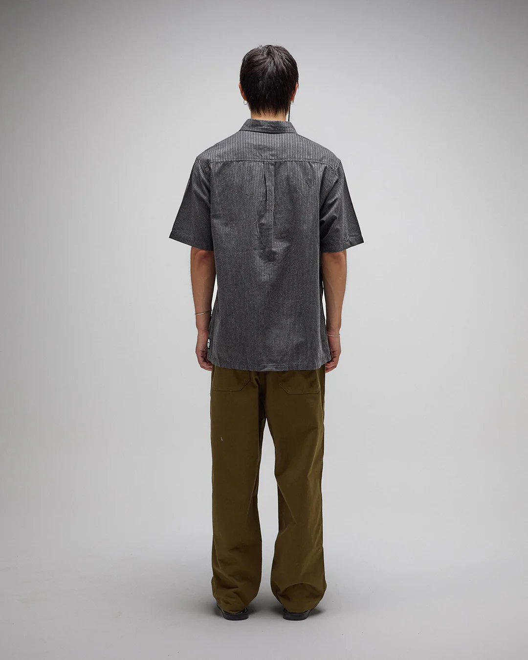 Reynolds Stripe Short Sleeve Shirt - Worn Black - Image 3