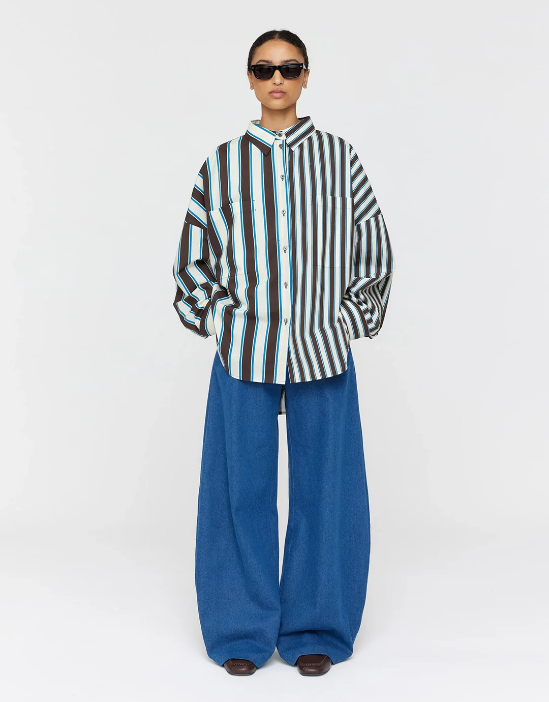 Marin Shirt - Brown and Mint Combo Stripe - Image 3