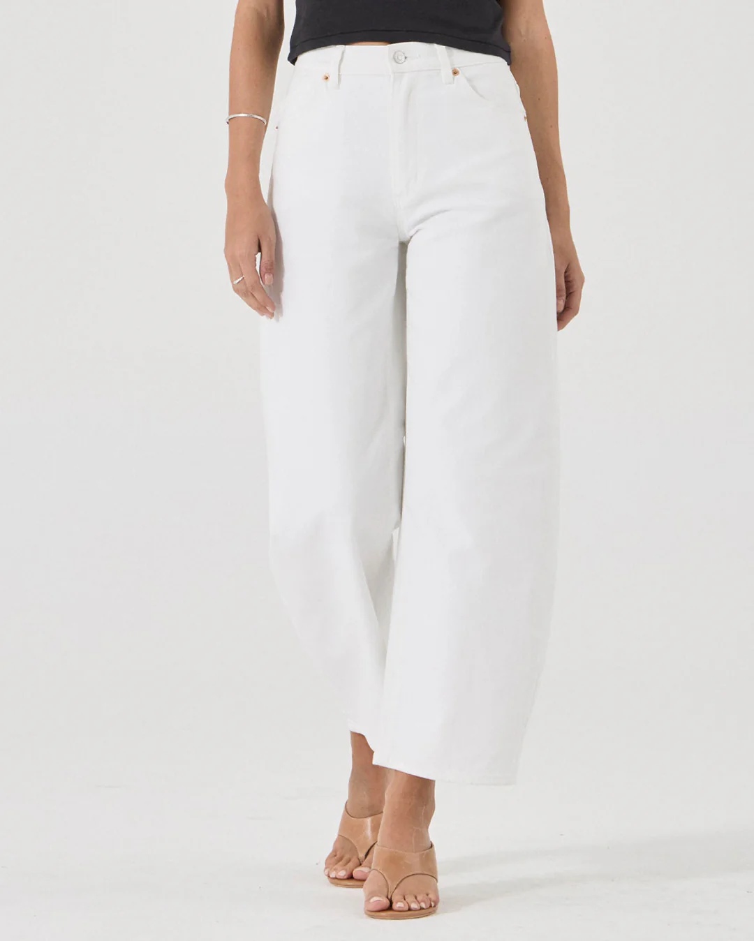Gigi Barrel Denim Jeans - Vintage White