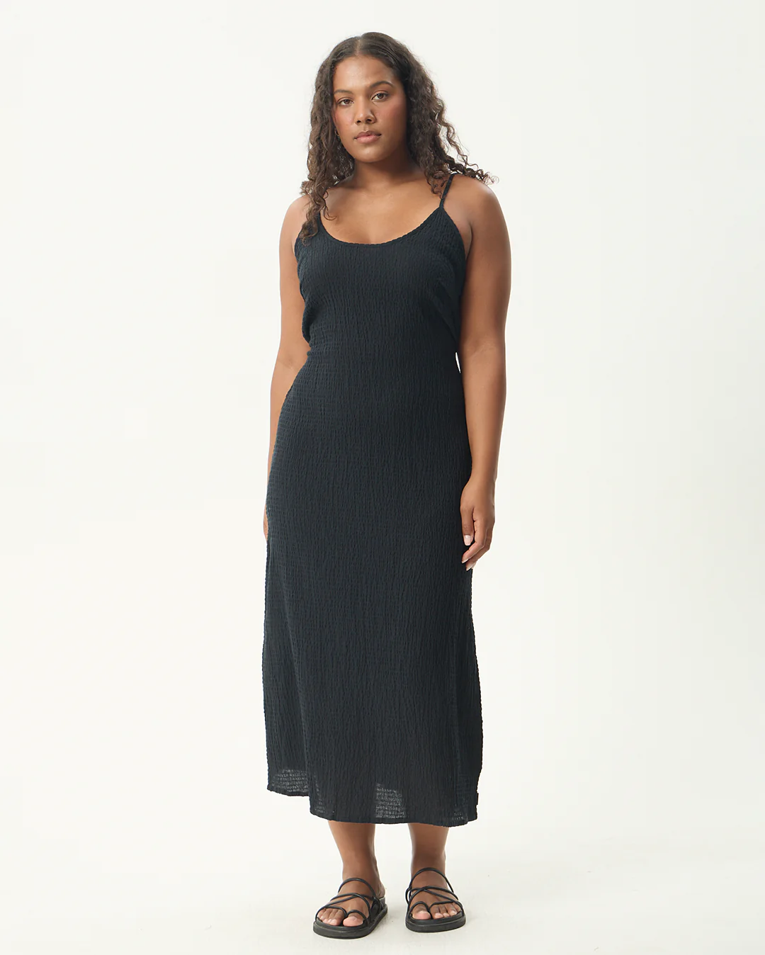 Rumi - Seersucker Midi Dress - Black - Image 2