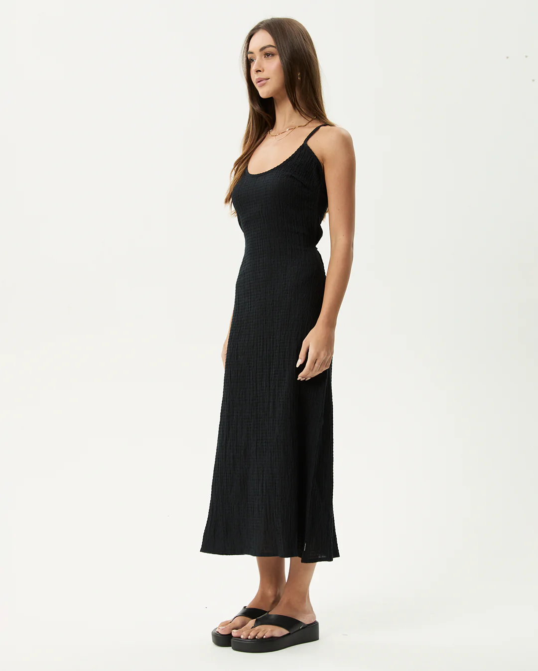 Rumi - Seersucker Midi Dress - Black - Image 3