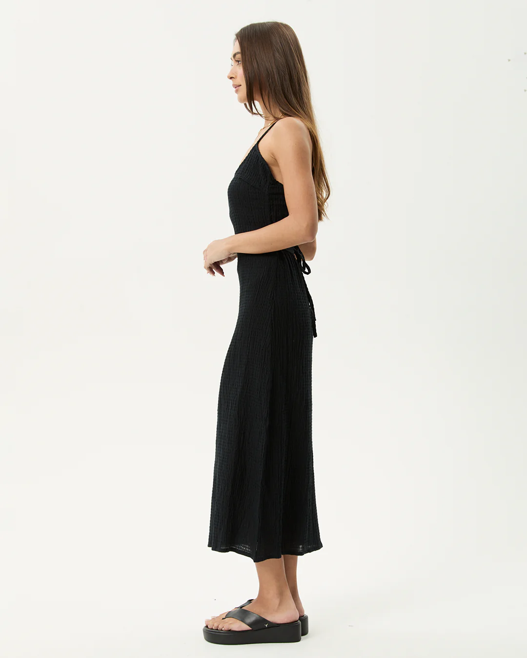 Rumi - Seersucker Midi Dress - Black - Image 5