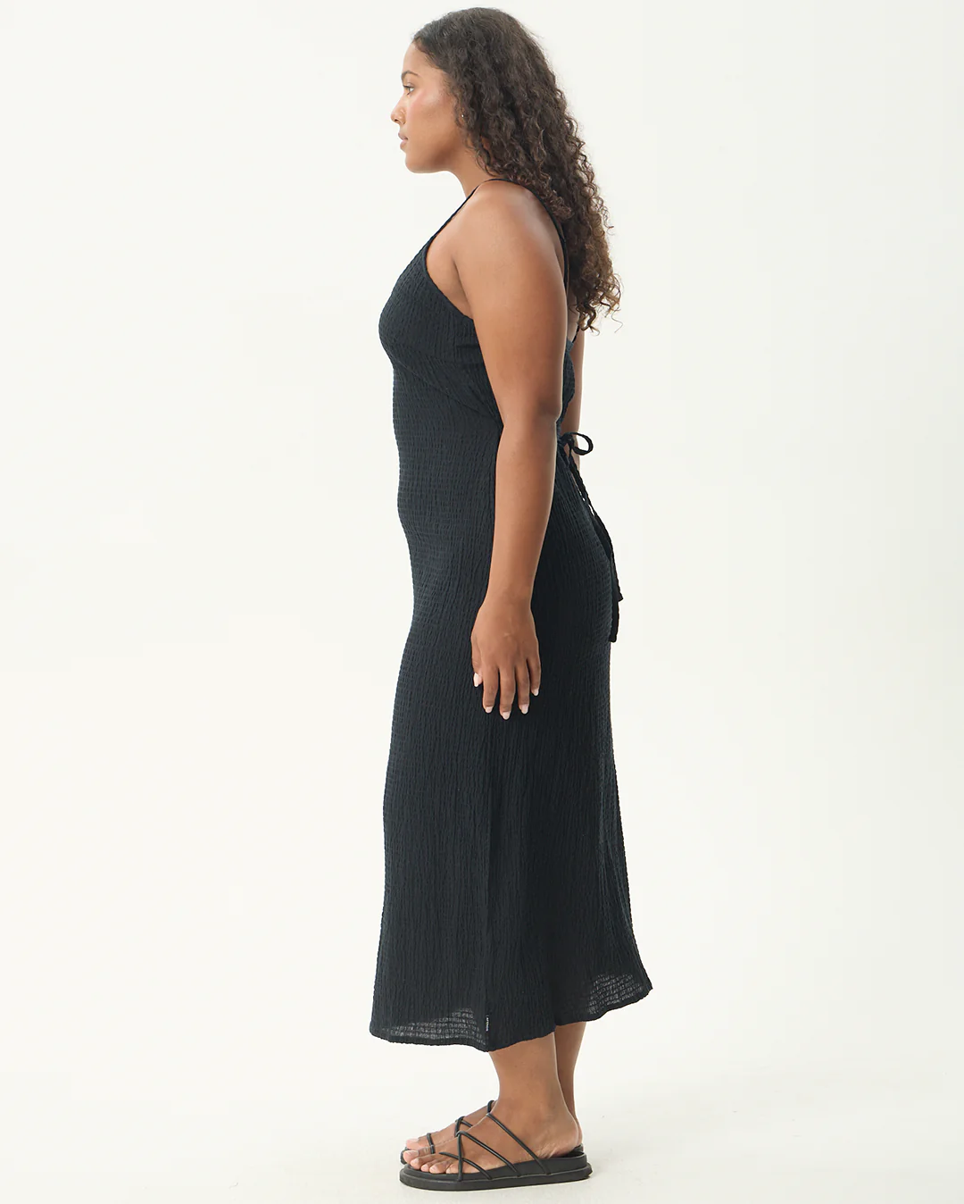 Rumi - Seersucker Midi Dress - Black - Image 6