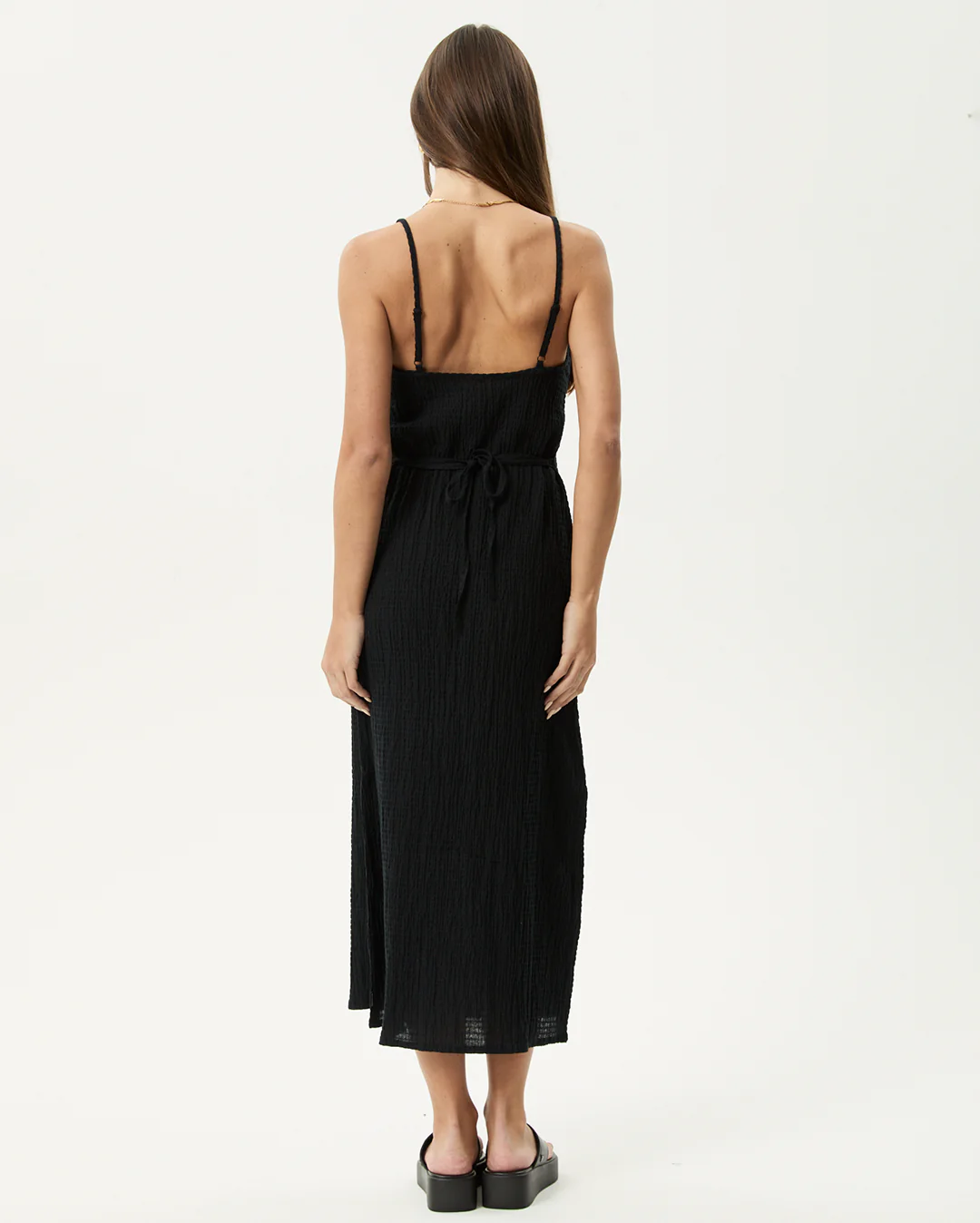 Rumi - Seersucker Midi Dress - Black - Image 7