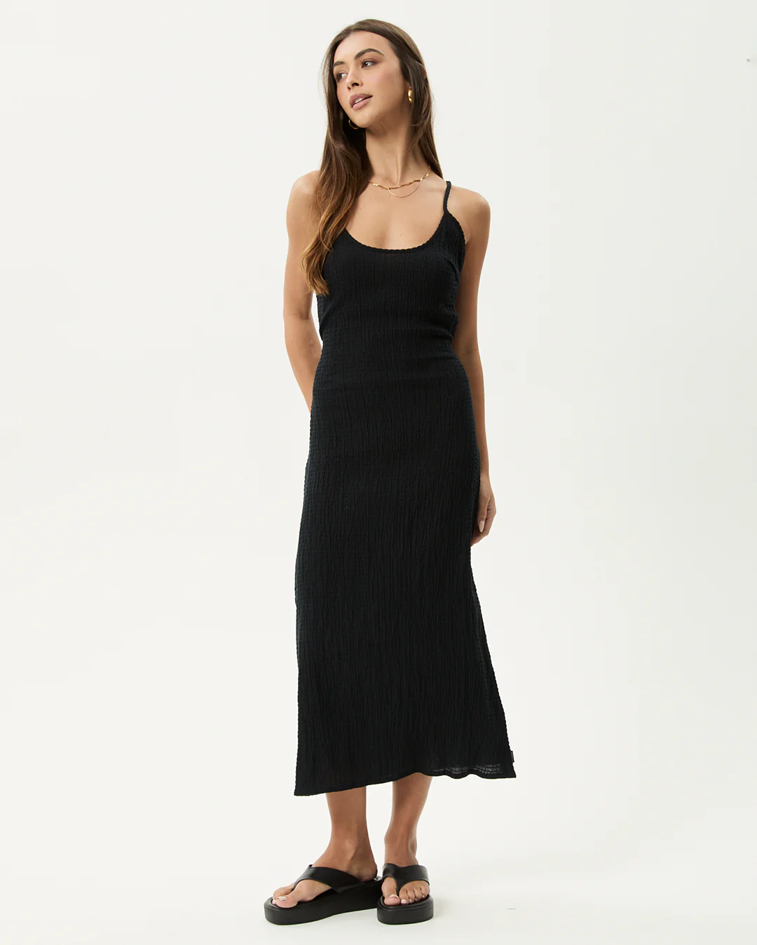 Rumi - Seersucker Midi Dress - Black - Image 9