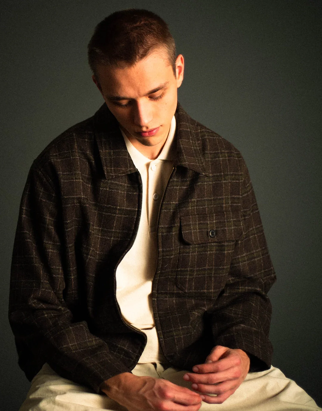 LS Zip Thru Shirt - Chocolate - Image 4