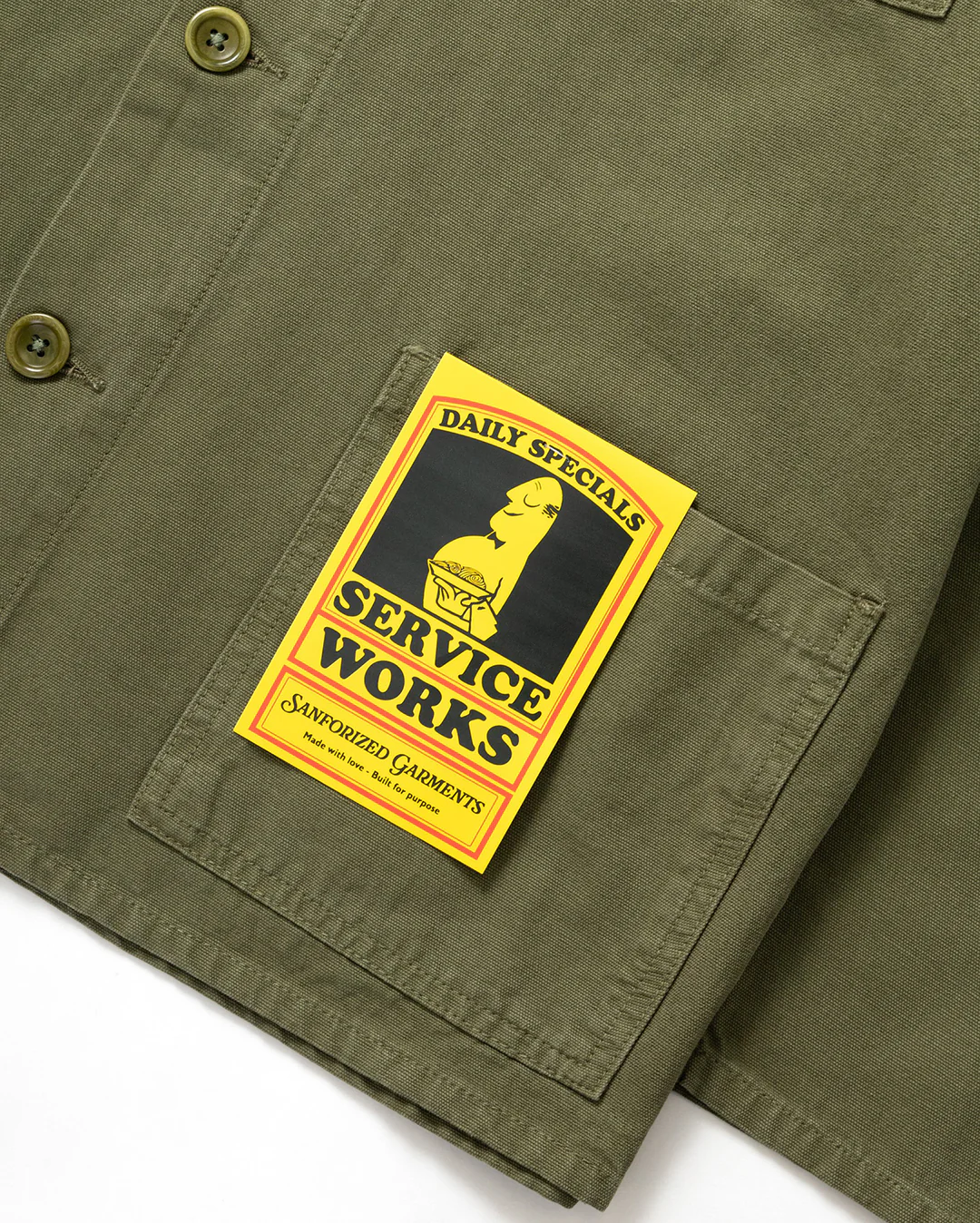 Canvas Chore Shirt - Olive - Image 4