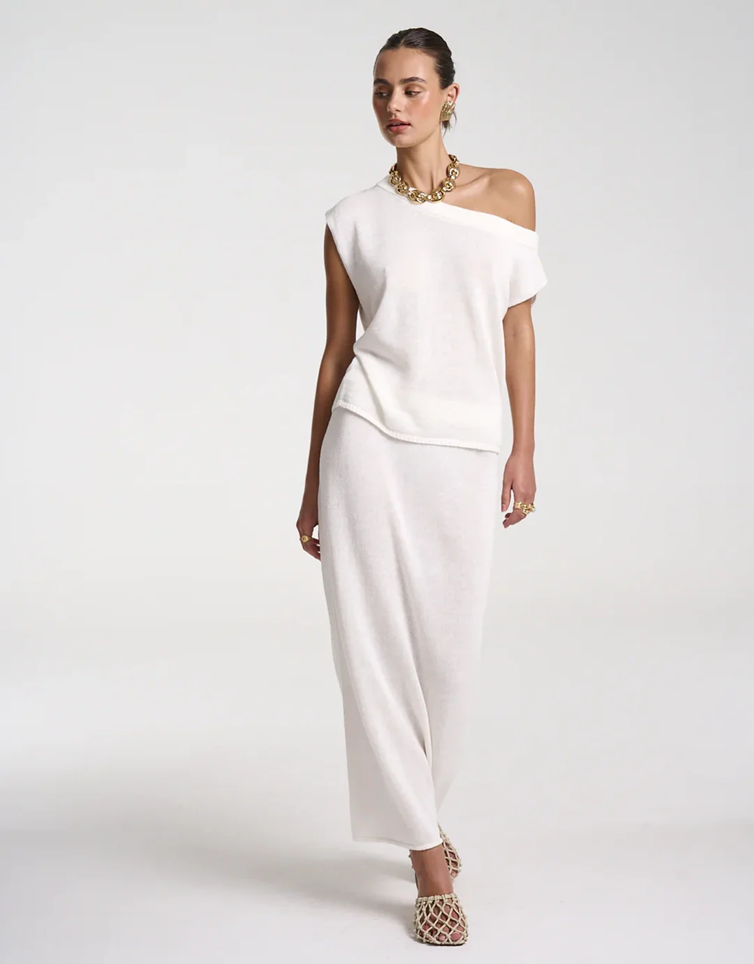 Knit Maxi Skirt - White - Image 2
