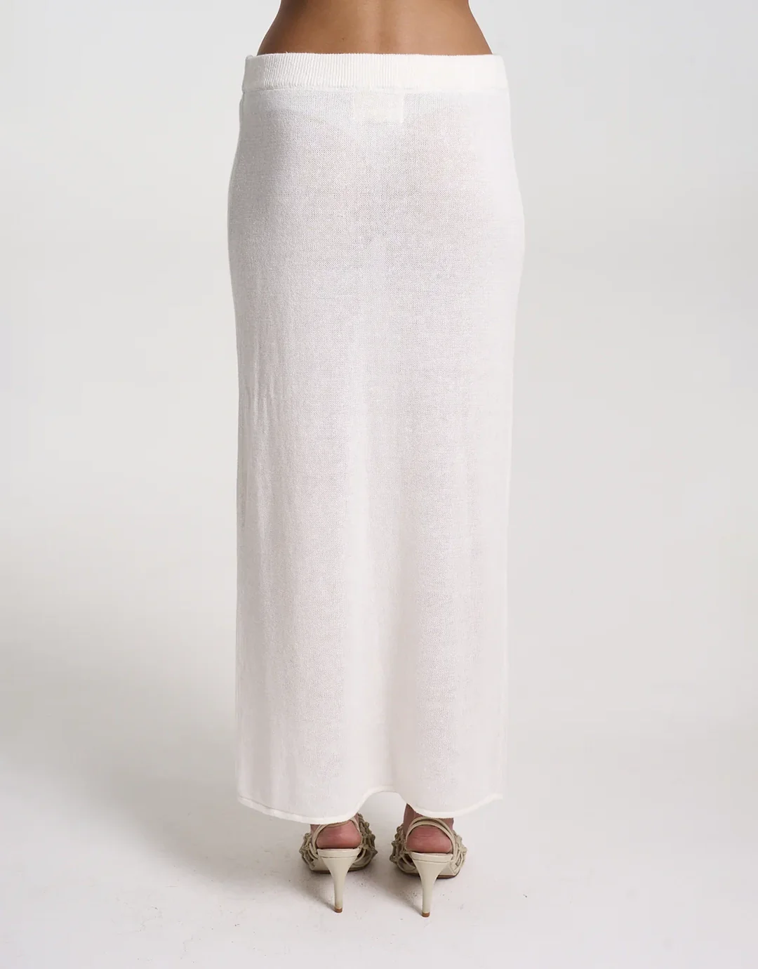 Knit Maxi Skirt - White - Image 4
