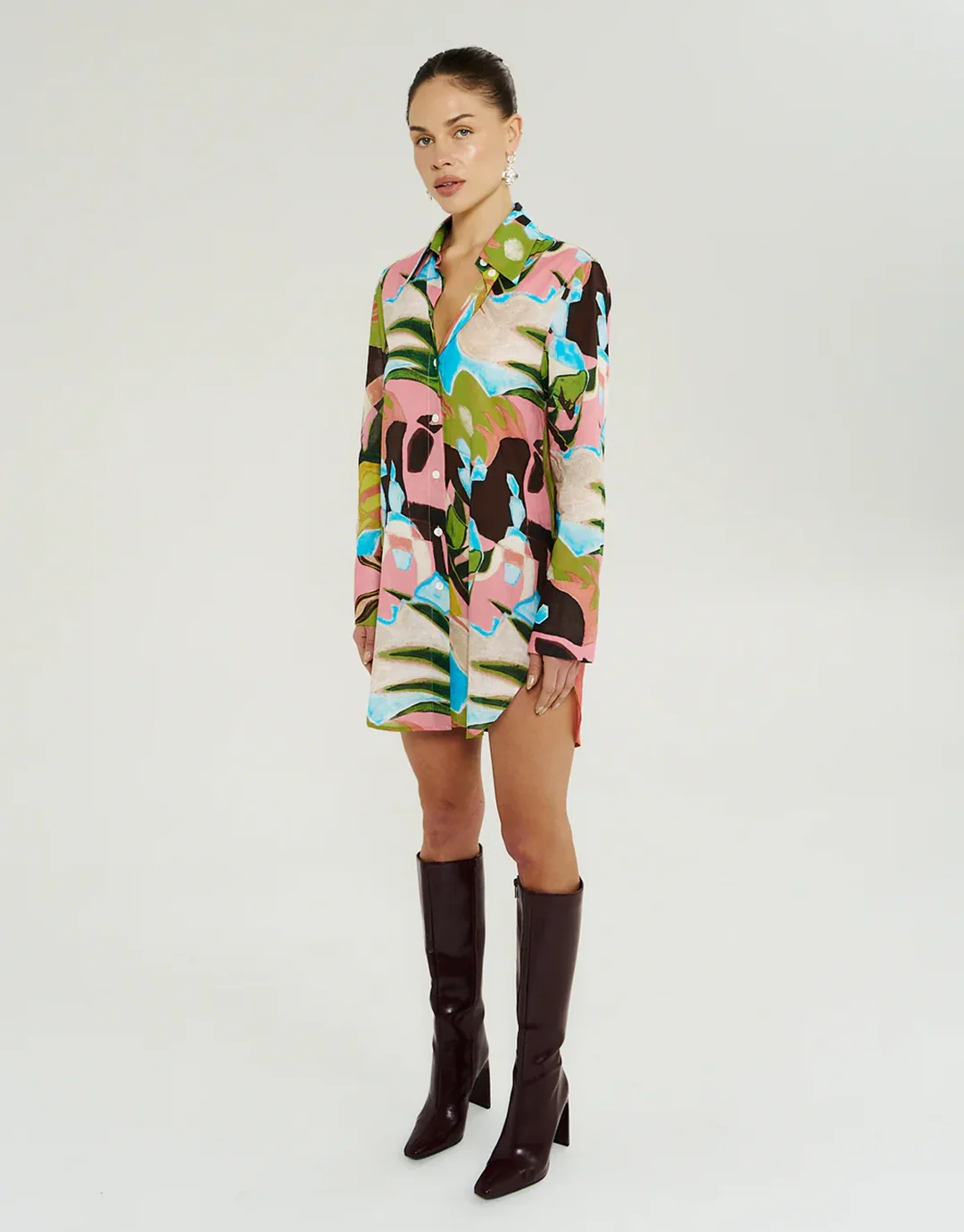Long Sleeve Ash Shirt Dress - Wonderland - Image 2