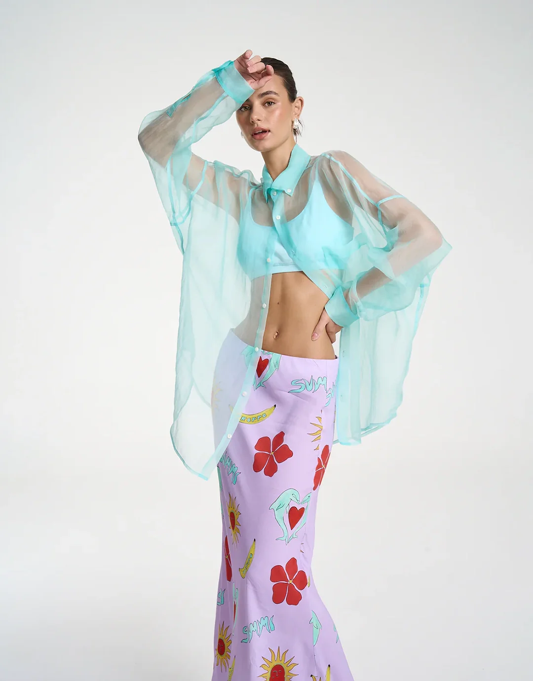 Mercurio Silk Shirt - Aqua - Image 3