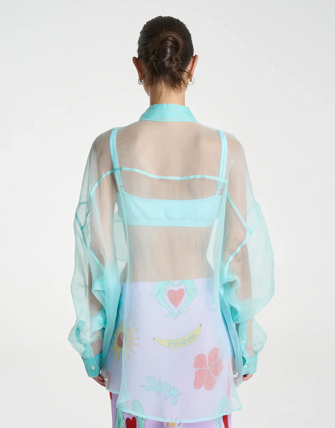 Mercurio Silk Shirt - Aqua - Image 5