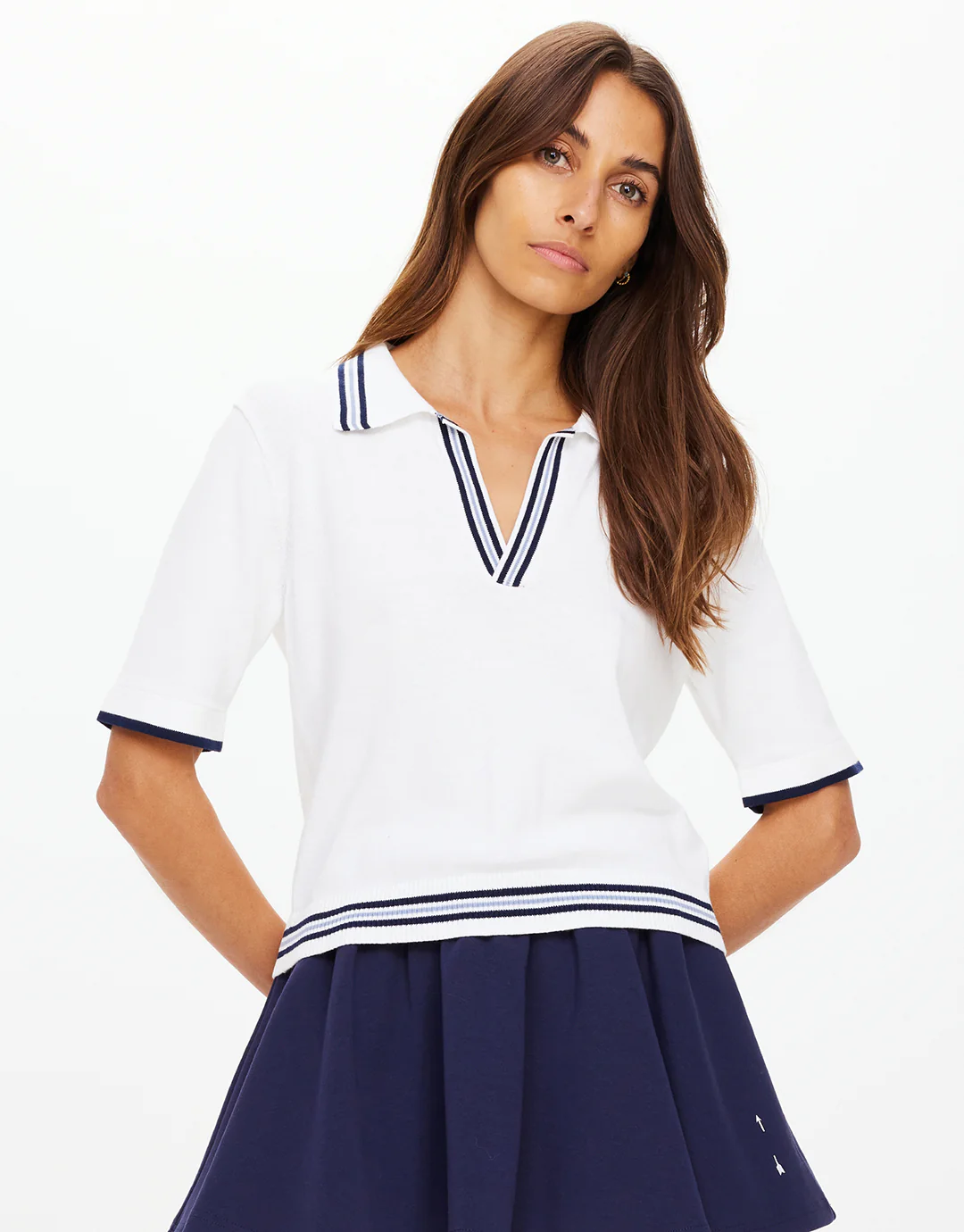 Archie Collared Knit Polo - White