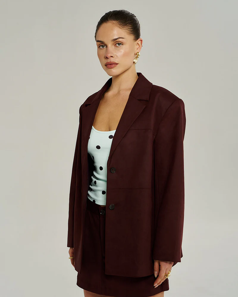 Vegan Suede Jacket - Syrah - Image 2