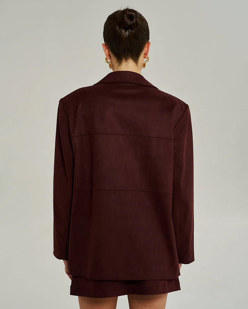 Vegan Suede Jacket - Syrah - Image 3