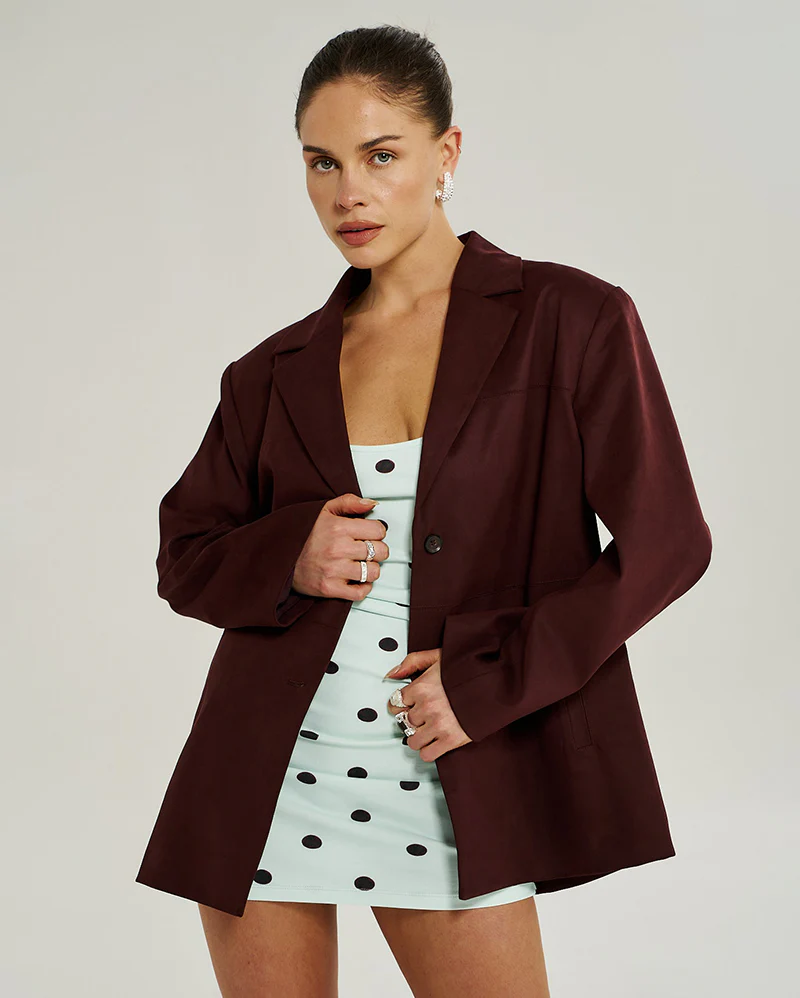 Vegan Suede Jacket - Syrah - Image 8