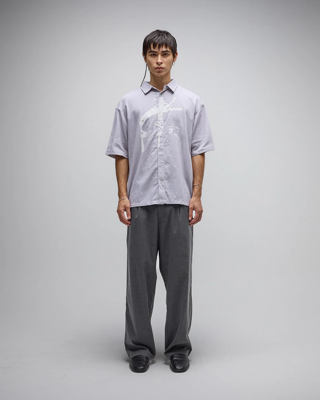 Vivian Boxy Stripe Short Sleeve Shirt - Grey - Image 2