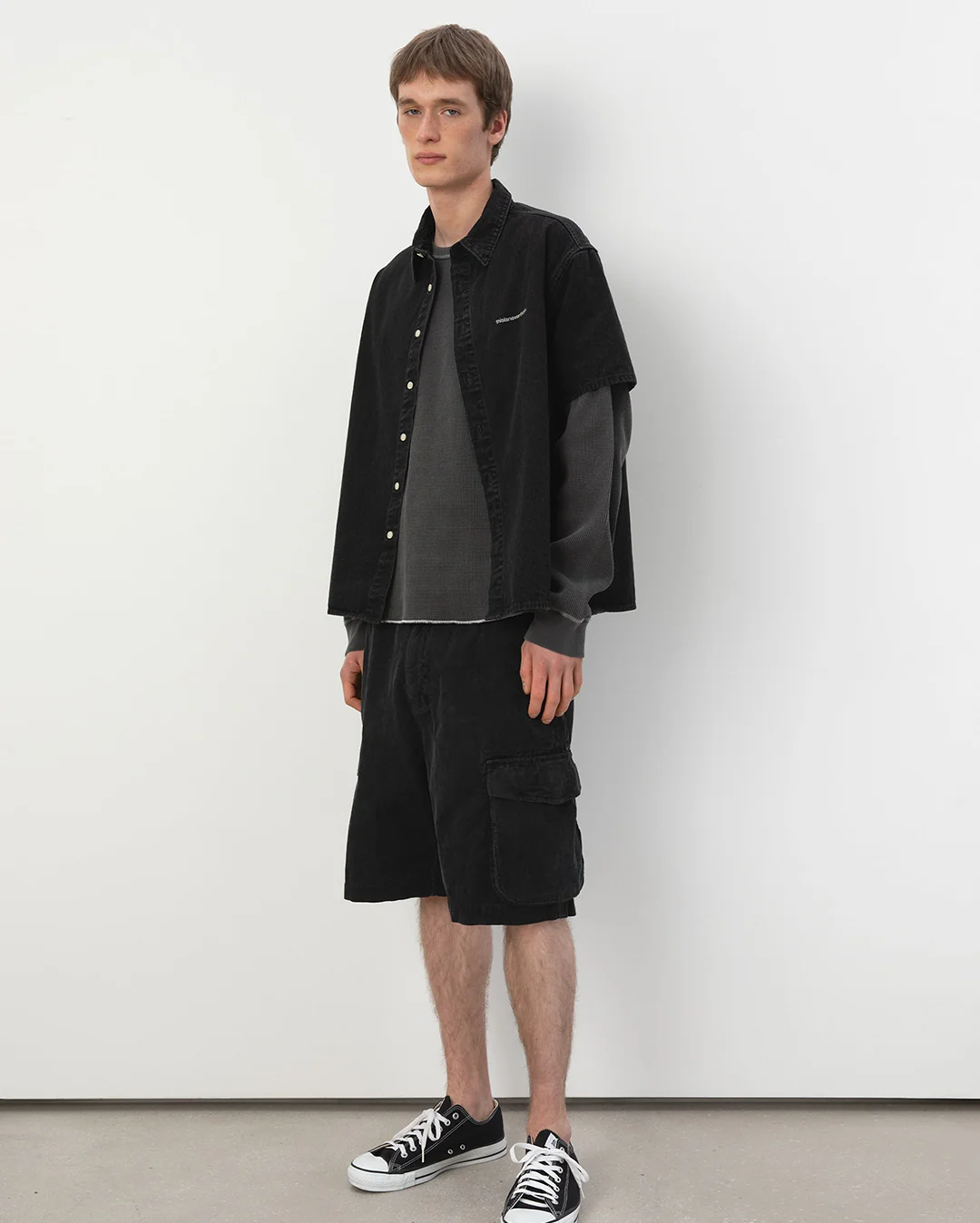 Washed Denim S/S Shirt - Black - Image 4