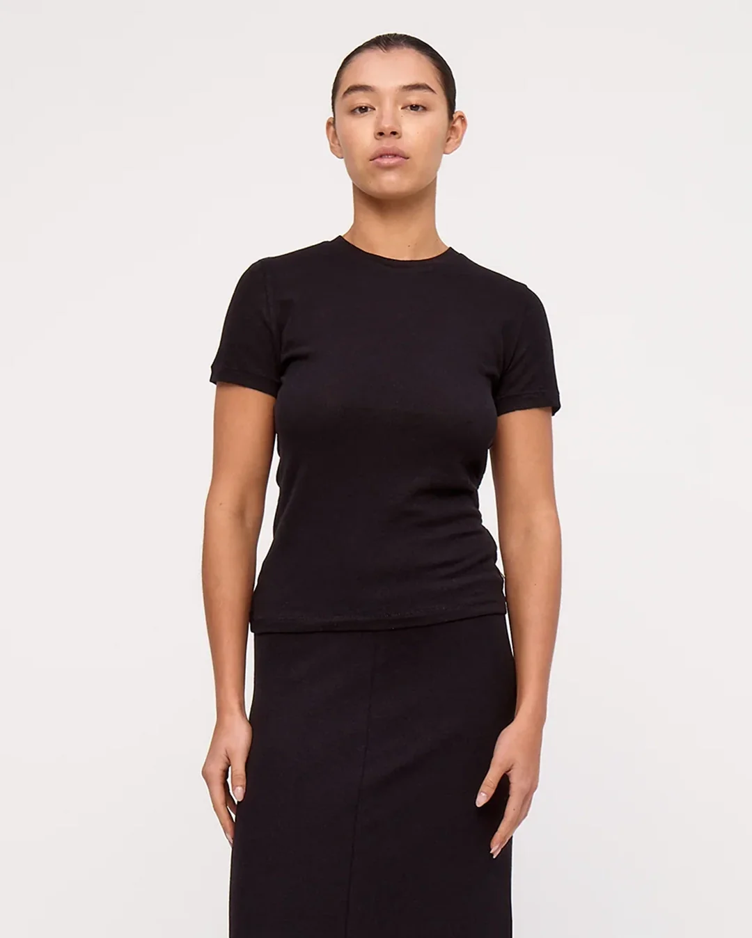 Black Rib Hemp Jersey T-Shirt - Black - Image 2