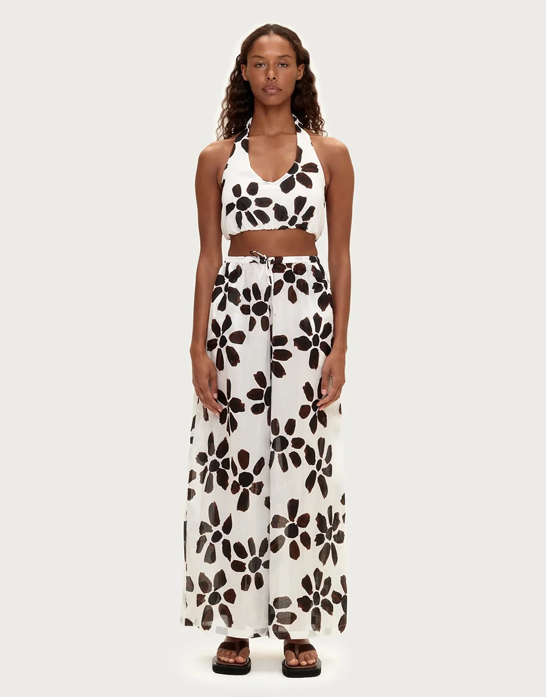 Cotton Halter Top - Chocolate Flower - Image 3