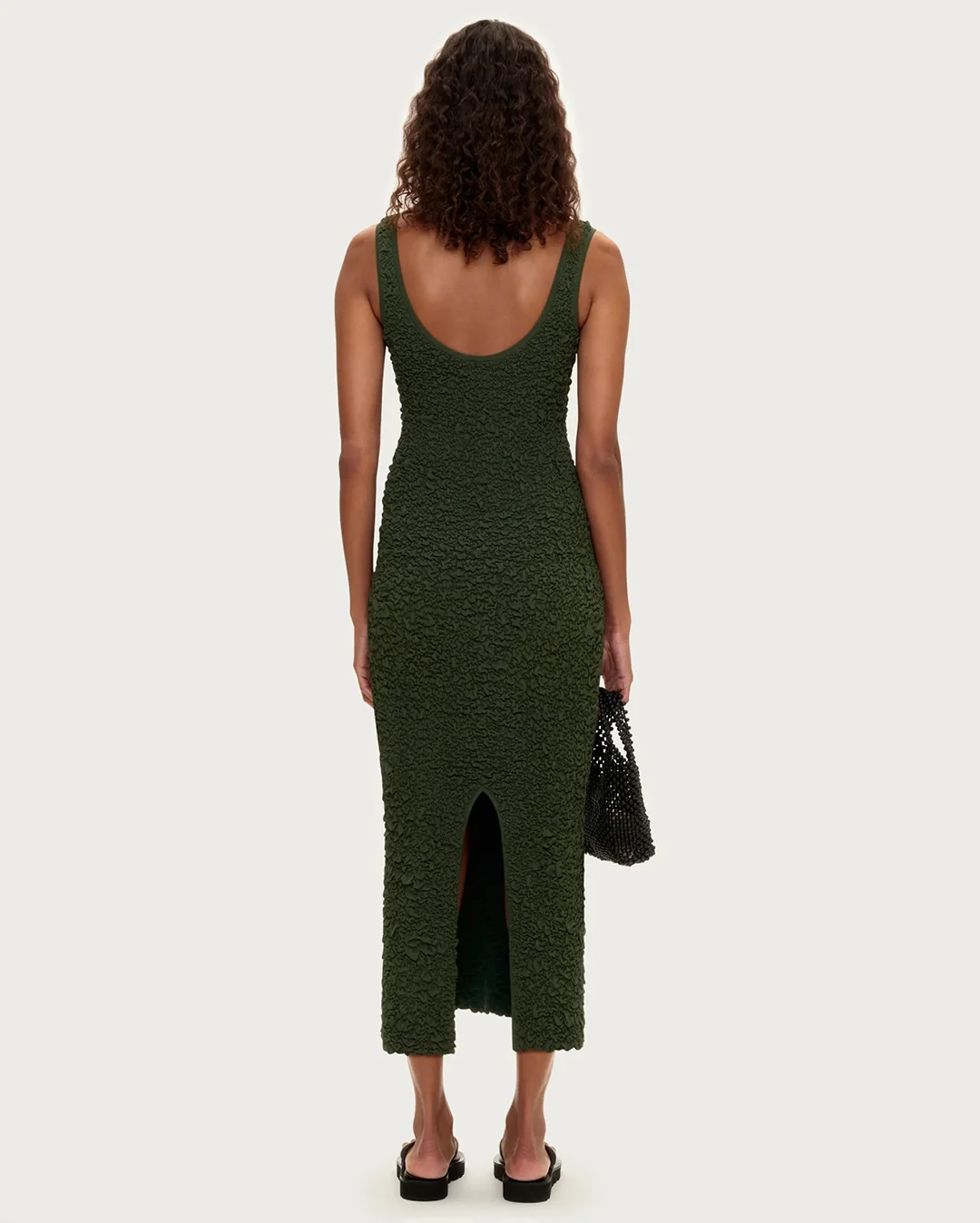 Crinkle Knit Dress - Tallow Green - Image 4