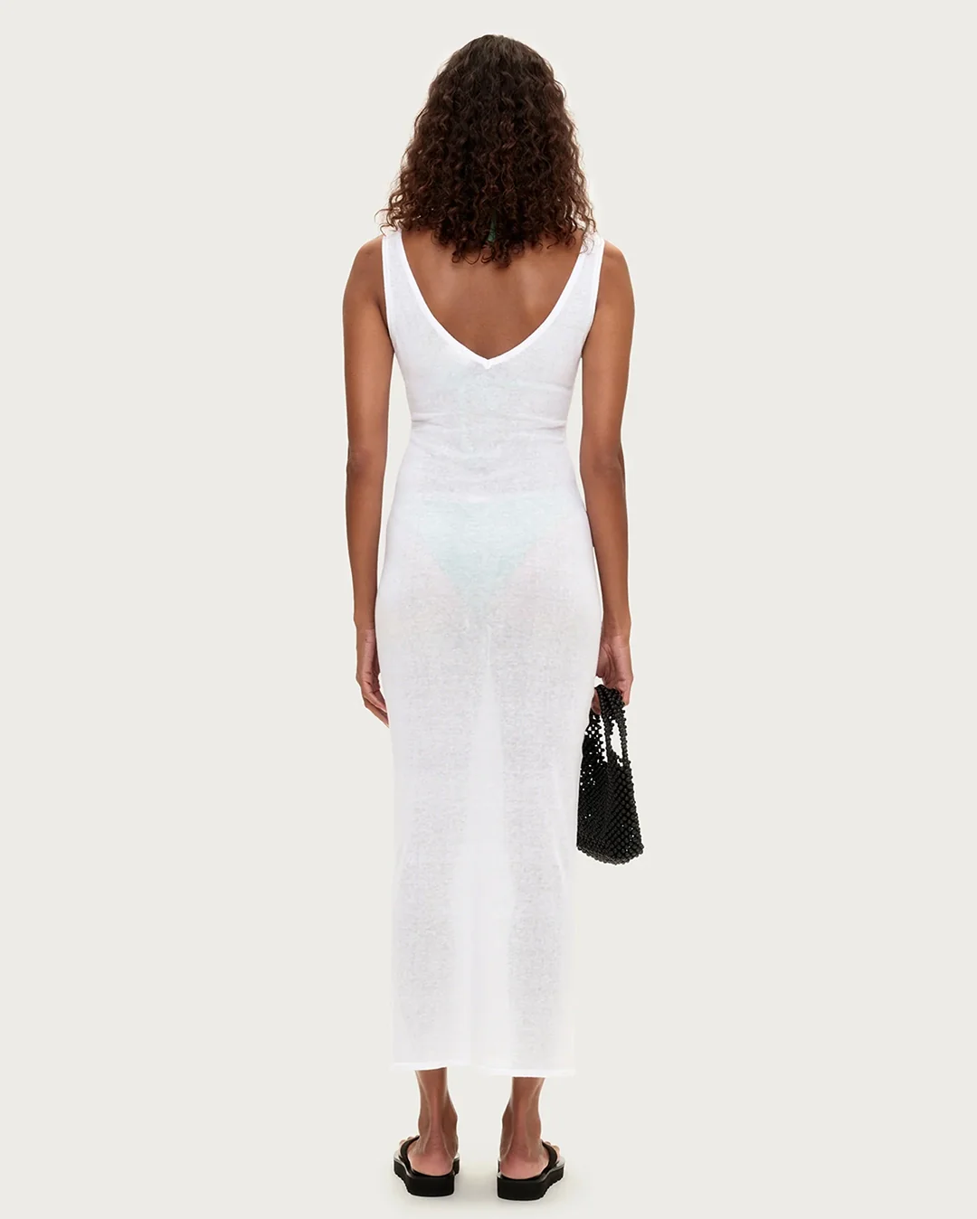 Panelled Knit Dress - White - Image 4