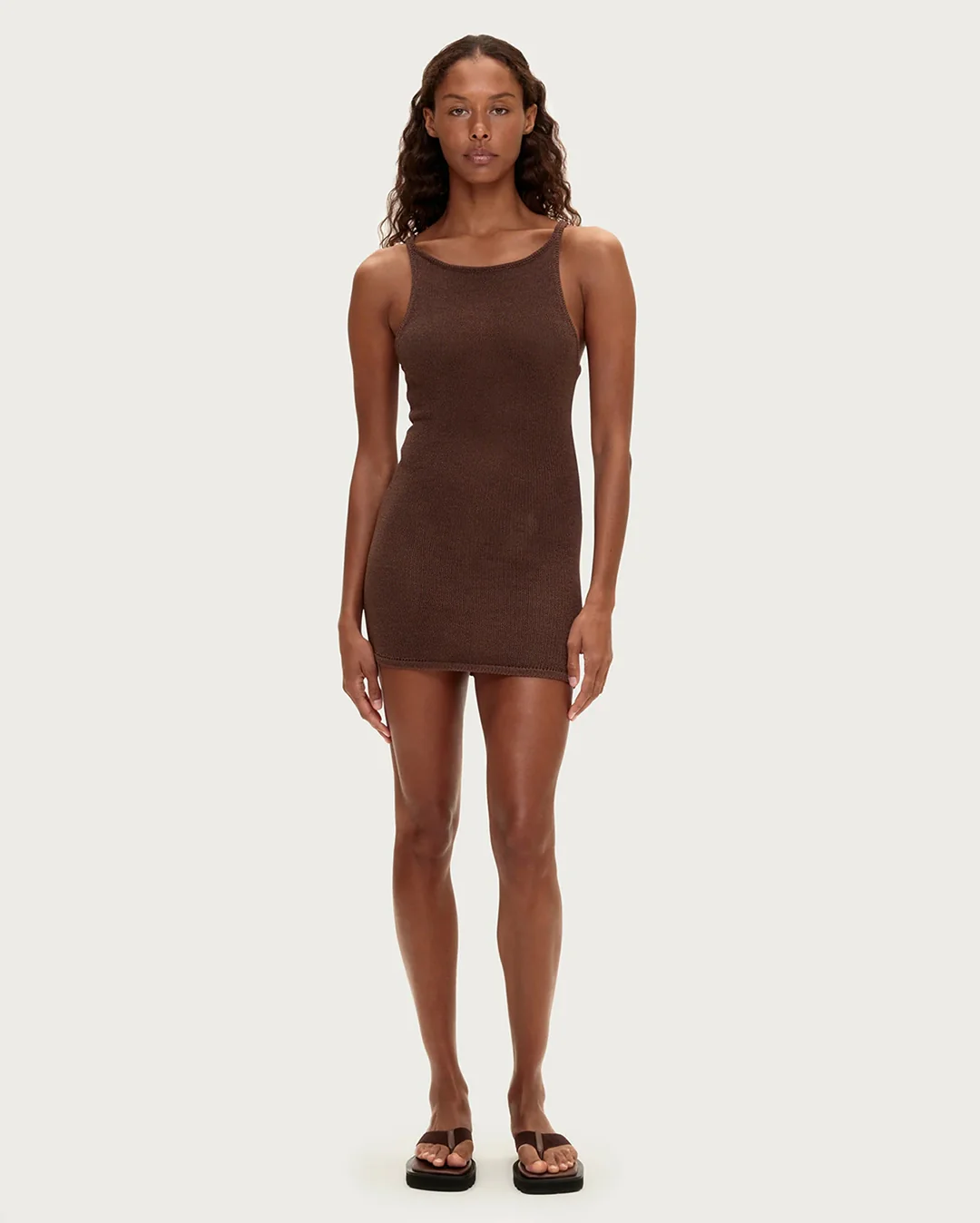 Textured Knit Dress - Chocolate - Image 4