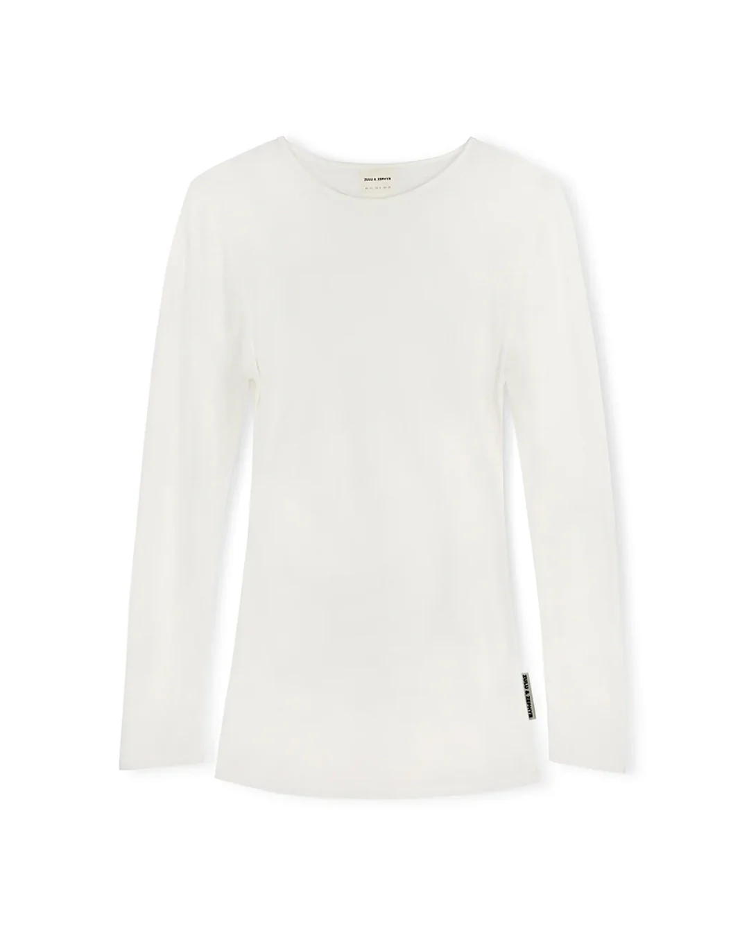 White Rib Hemp Jersey Long Sleeve Top - White - Image 7