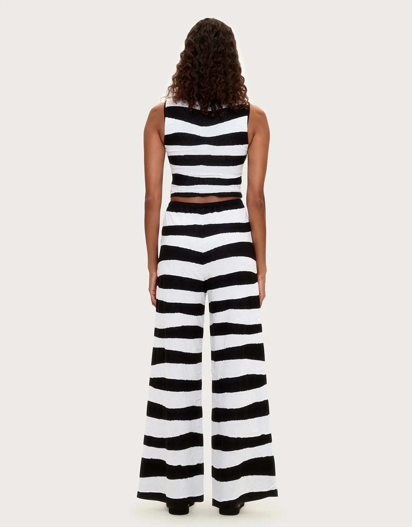 Textured Knit Pants - Black Stripe - Image 2